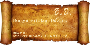 Burgermeister Dóra névjegykártya
